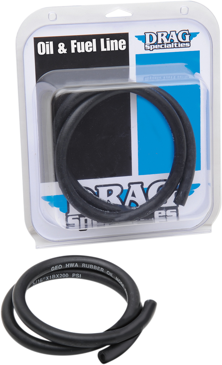DRAG SPECIALTIES Universal Rubber Fuel/Oil Line - 5/16" - 3'