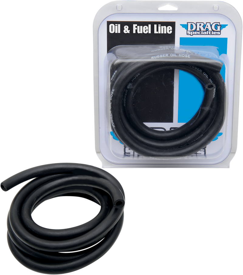 DRAG SPECIALTIES Universal Fuel/Oil Line - Black Rubber - 3/8" - 8'