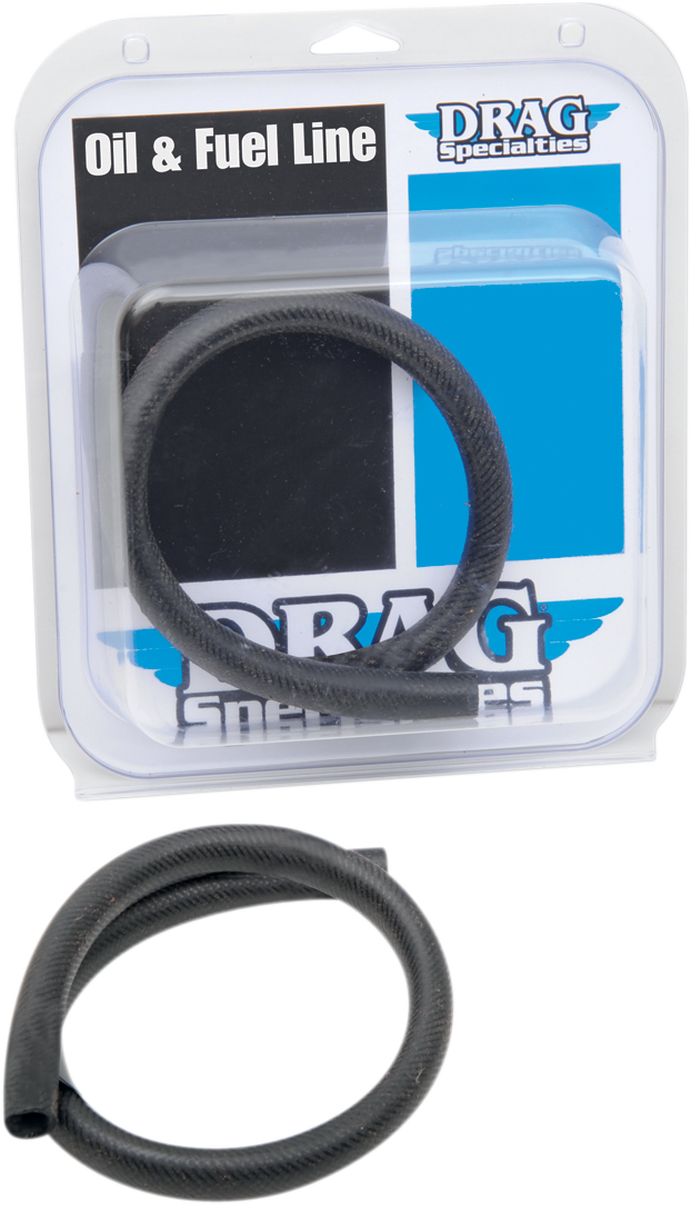 DRAG SPECIALTIES Universal Fuel/Oil Line - Black Rubber - 1/2" - 2'