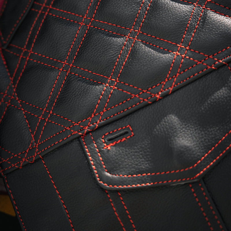 Red Diamond - Mens Premium Leather Diamond Stitch Club Vest