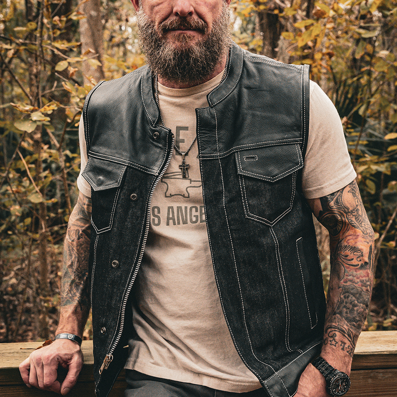  Featuring four exterior pockets, two inside concealed carry pockets, a zip snap main closure, antique brass hardware, and a one-panel back, this vest provides both practicality and unique aesthetic appeal.