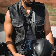  Featuring four exterior pockets, two inside concealed carry pockets, a zip snap main closure, antique brass hardware, and a one-panel back, this vest provides both practicality and unique aesthetic appeal.