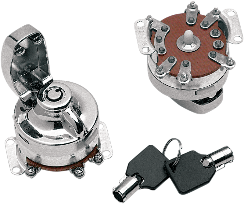 DRAG SPECIALTIES Replacement Top Hinge 6-Pole Ignition Switch Set - Chrome