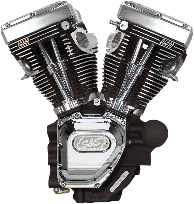 S&S CYCLE T143 Long Block Engine - Wrinkle Black and Chrome - Dyna