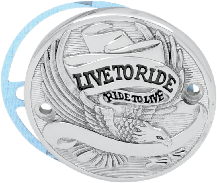 DRAG SPECIALTIES Replacement 2 Hole Points Cover Live to Ride - Chrome/Black