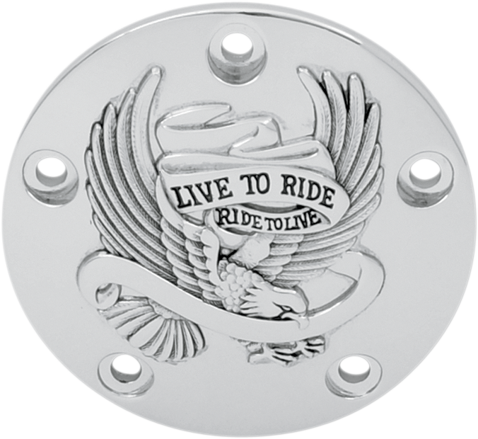 DRAG SPECIALTIES Replacement 5 Hole Points Cover Live to Ride - Chrome/Black - FL/FX
