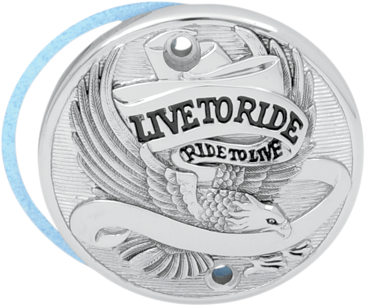 DRAG SPECIALTIES Replacement 2 Hole Points Cover Live to Ride - Chrome/Black - XL/XR