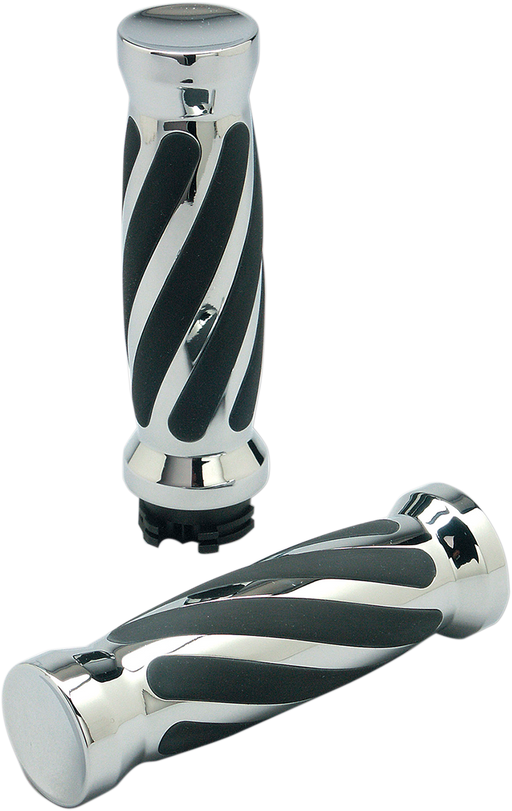 PRO-ONE PERF.MFG. Custom Twisted Rubber Grips - TBW - Chrome 490011