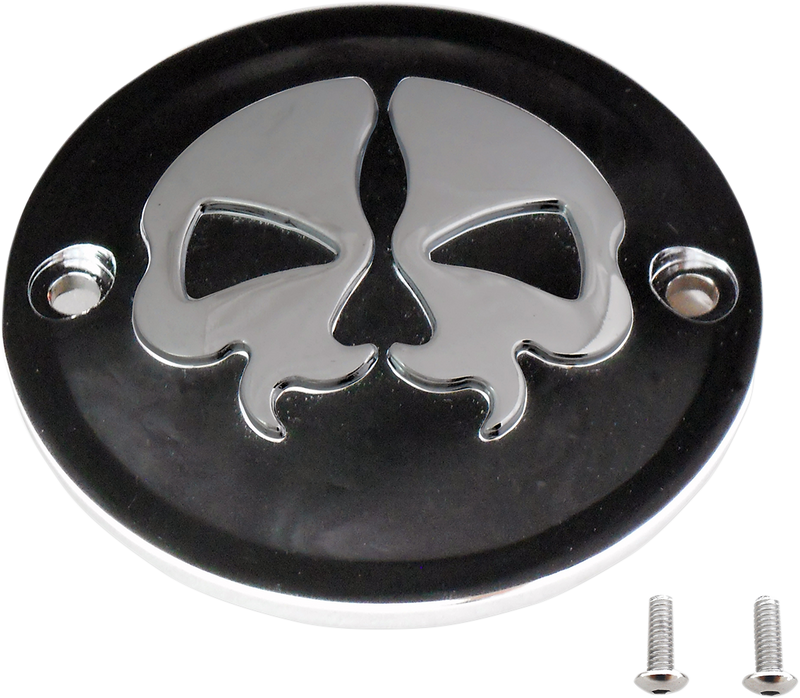 DRAG SPECIALTIES Replacement Die-cast 2-Hole Points Cover - Black with Chrome Split Skull