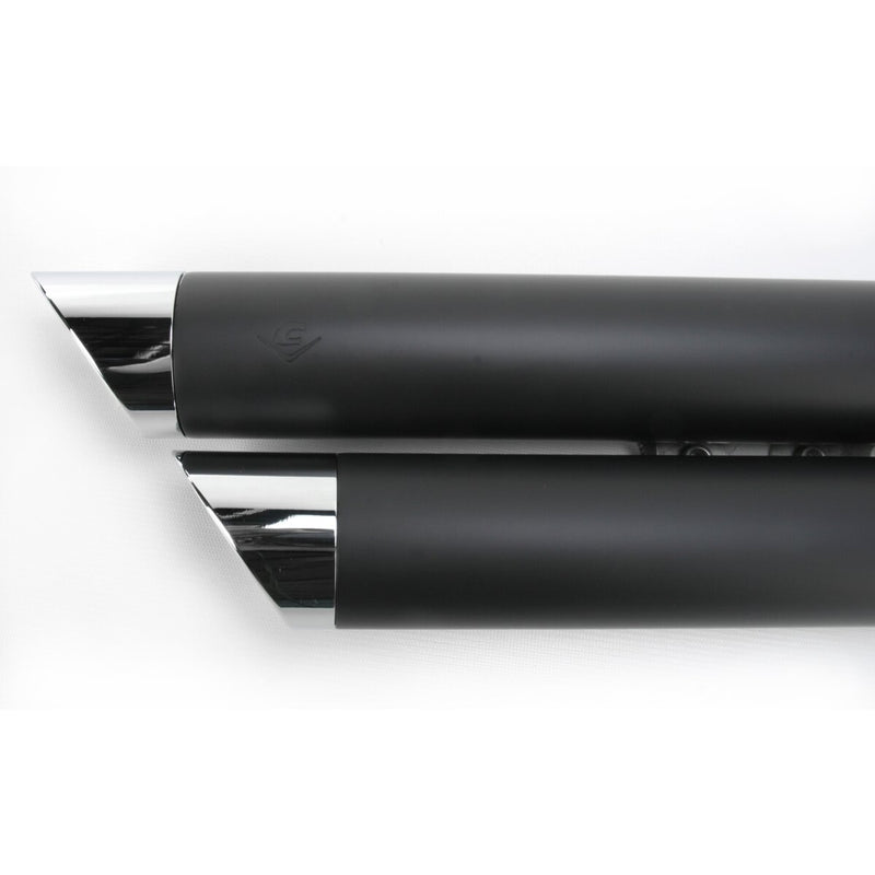 COBRA Speedster Slashdown Exhaust System - Black w/ Chrome Tips - '12-'17 Softail