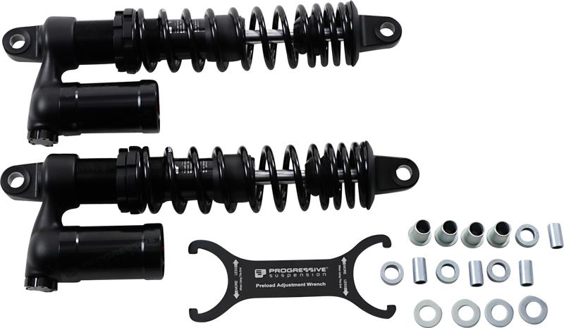 PROGRESSIVE SUSPENSION 970 Series Piggyback Shocks - Gloss Black/Matte Black - 14.00" 970 - '82-'22 SPORTSTER & DYNA