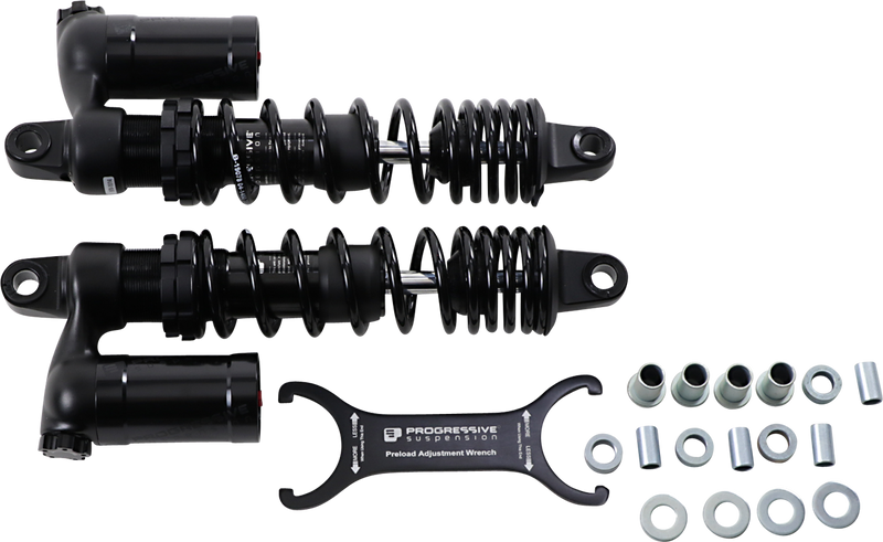 PROGRESSIVE SUSPENSION 970 Series Piggyback Shocks - Gloss Black/Matte Black - 13.00" 970 - '82-'93 DYNA