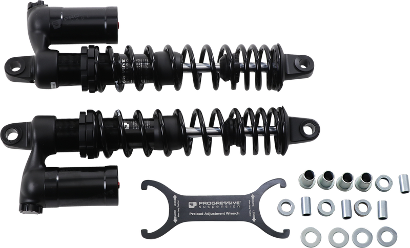 PROGRESSIVE SUSPENSION 970 Series Piggyback Shocks - Gloss Black/Matte Black - 15.00" 970 - '82-'22 SPORTSTER & DYNA