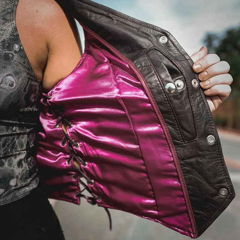 Lilly- Ladies Purple Leather Vest