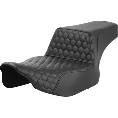 SADDLEMEN Step-Up Seat - Extended Reach - Front Honeycomb - Black Stitch - Touring '23.5-'25