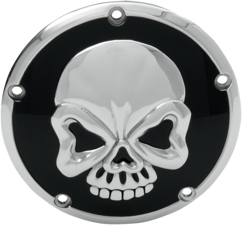 DRAG SPECIALTIES Replacement 5-Hole Derby Cover - Chrome/Black - Skull