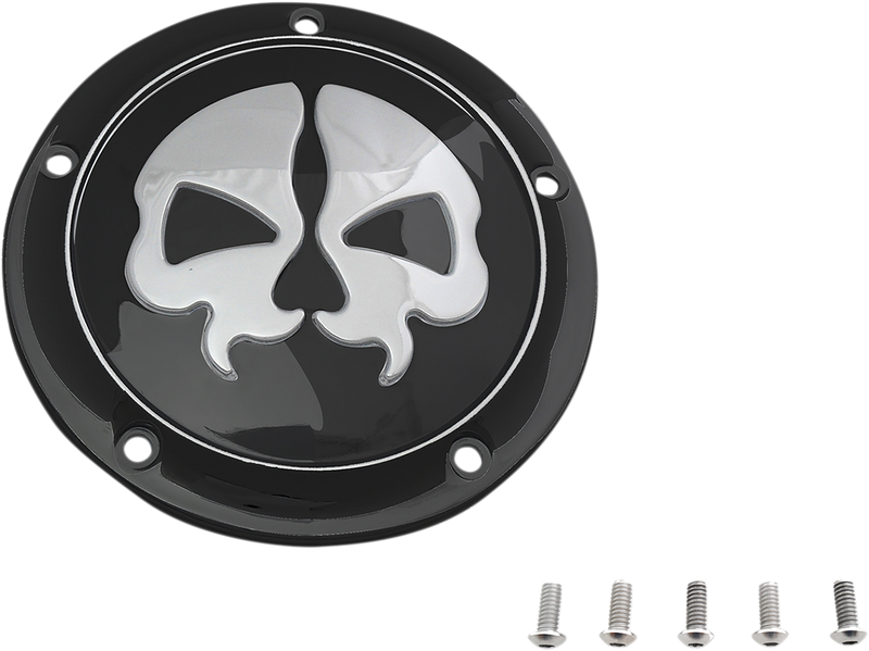 DRAG SPECIALTIES Split Skull Derby Cover - Black / Chrome - 5-Hole
