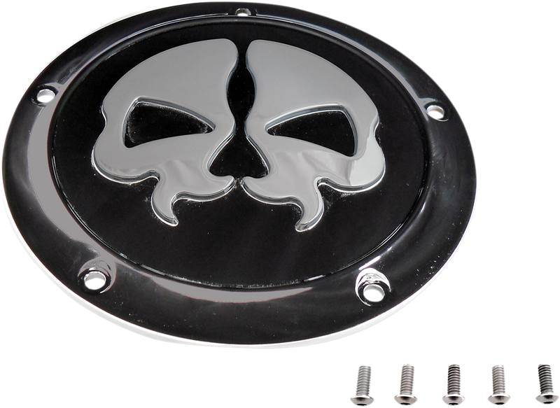 DRAG SPECIALTIES Split Skull Derby Cover - Black / Chrome - Touring