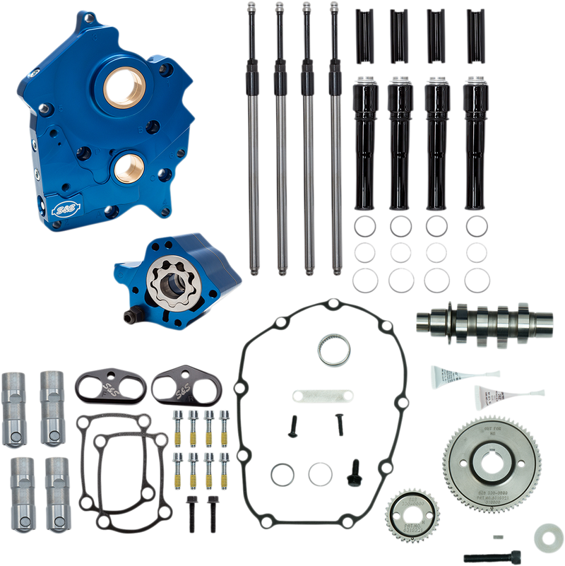 S&S CYCLE Cam Chest Kit with Plate - Gear Drive - Oil Cooled - 475 Cam - Black Pushrods - M8
