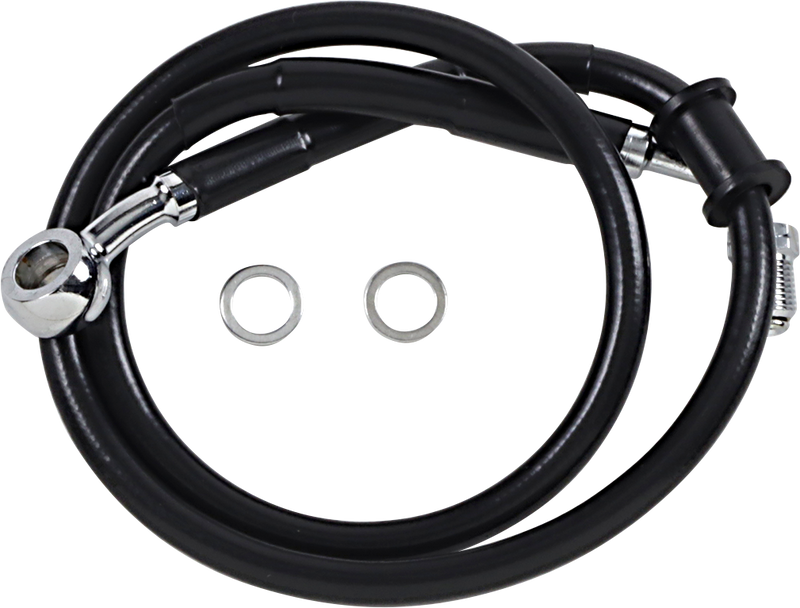 DRAG SPECIALTIES Extended Length Stainless Steel Brake Line - +2" - Black - FX/FL '18-'23