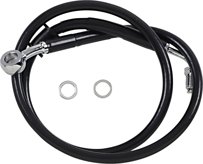 DRAG SPECIALTIES Extended Length Stainless Steel Brake Line - +6" - Black - FX/FL '18-'23