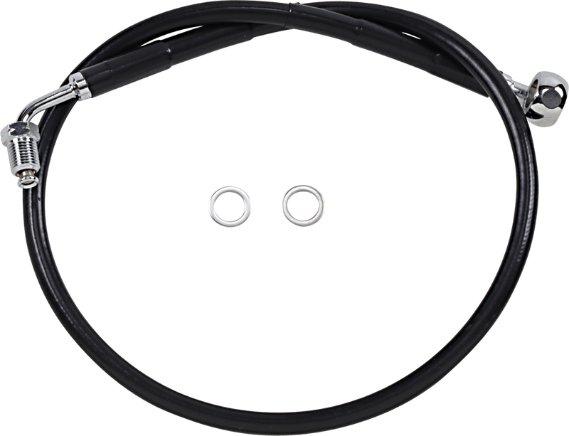 DRAG SPECIALTIES Extended Length Stainless Steel Brake Line - +4" - Black - FXBRS '18-'20