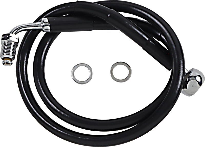 DRAG SPECIALTIES Extended Length Stainless Steel Brake Line - +6" - Black - FXBRS '18-'20