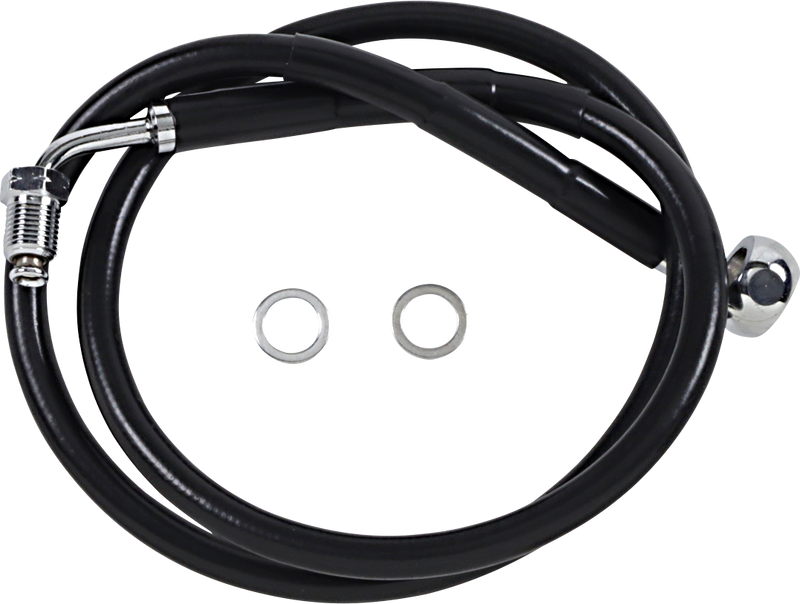 DRAG SPECIALTIES Extended Length Stainless Steel Brake Line - +10" - Black - FXBRS '18-'20