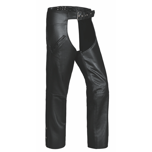 Unik Premium leather chaps designed for durability and style. With reinforced stitching, silver hardware, and an adjustable fit, these chaps are ideal for bikers