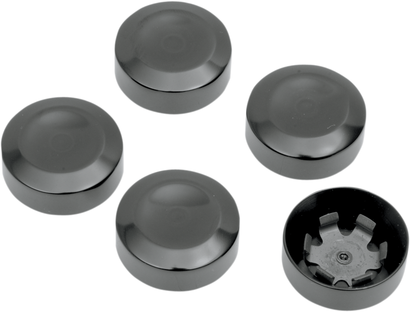 DRAG SPECIALTIES Die-Cast Aluminum Rear Pulley Bolt Cover - Black - 5-Pack