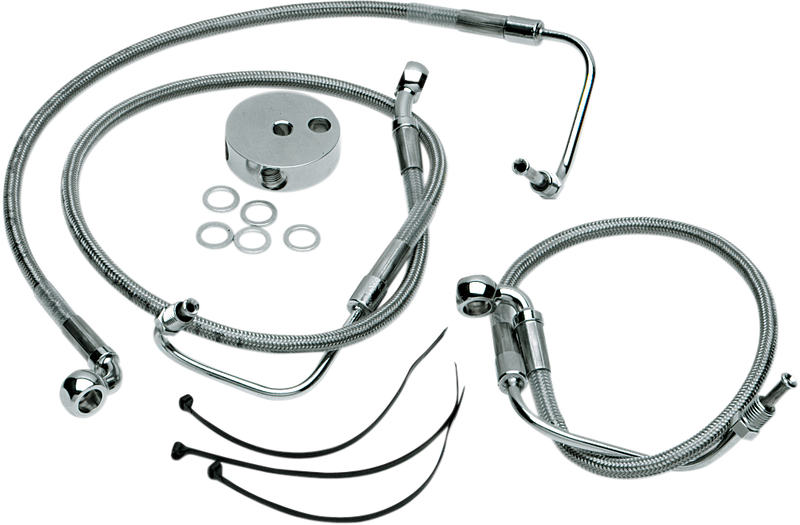 DRAG SPECIALTIES Brake Line Kit - Front (Lower/Upper) - Stainless Steel - FLH/FLT '98-'06