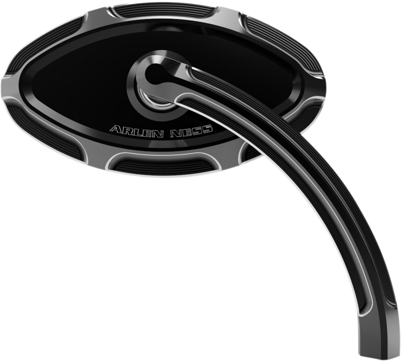 ARLEN NESS Beveled Short Stem Mirror - Cat Eye - Right - Black Anodized