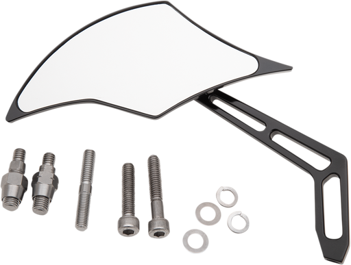 PRO-ONE PERF.MFG. Mirror - Weekend Warrior - Side View - Cut-Out/Flame Head - Oblong - Black - Left 102300AB