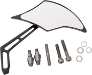 PRO-ONE PERF.MFG. Mirror - Weekend Warrior - Side View - Cut-Out/Flame Head - Oblong - Black - Right 102301AB