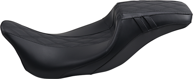 LE PERA Outcast Daddy Long Legs Seat - Full-Length - w/o Backrest - Black w/Black Double Diamond - Touring '08-'22