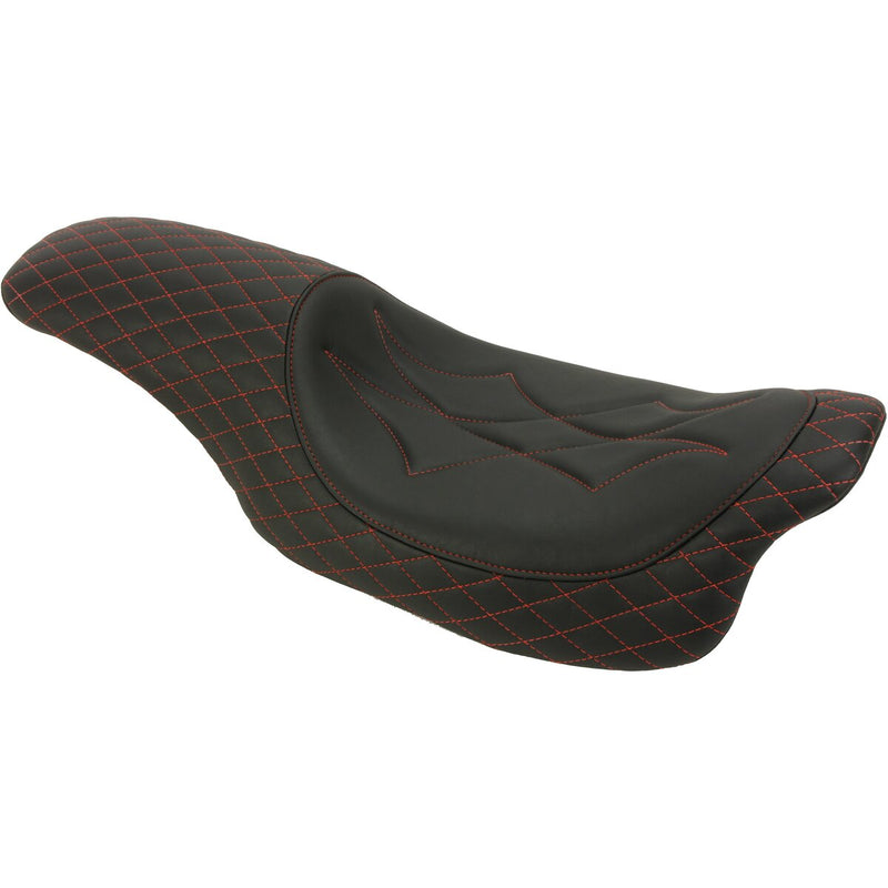 MUSTANG Revere Journey One-Piece 2-Up Seat - Diamond American Beauty Red Stitch - Touring '08-'21