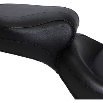 MUSTANG Vintage Style Wide Touring One-Piece 2-Up Seat - Smooth - Black - Softail '00-'06