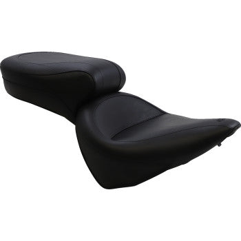 MUSTANG Vintage Style Wide Touring One-Piece 2-Up Seat - Smooth - Black - Softail '00-'06
