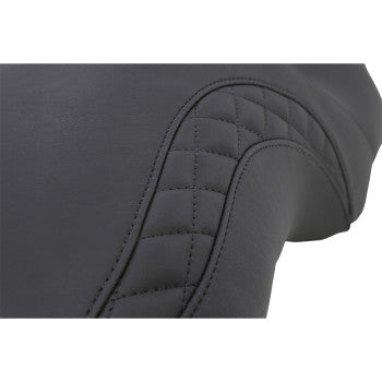 MUSTANG Tripper Fastback™ Seat for Yaffe Tank - Stitched with Small Diamond-Stitched Inlays - Touring '08-'21