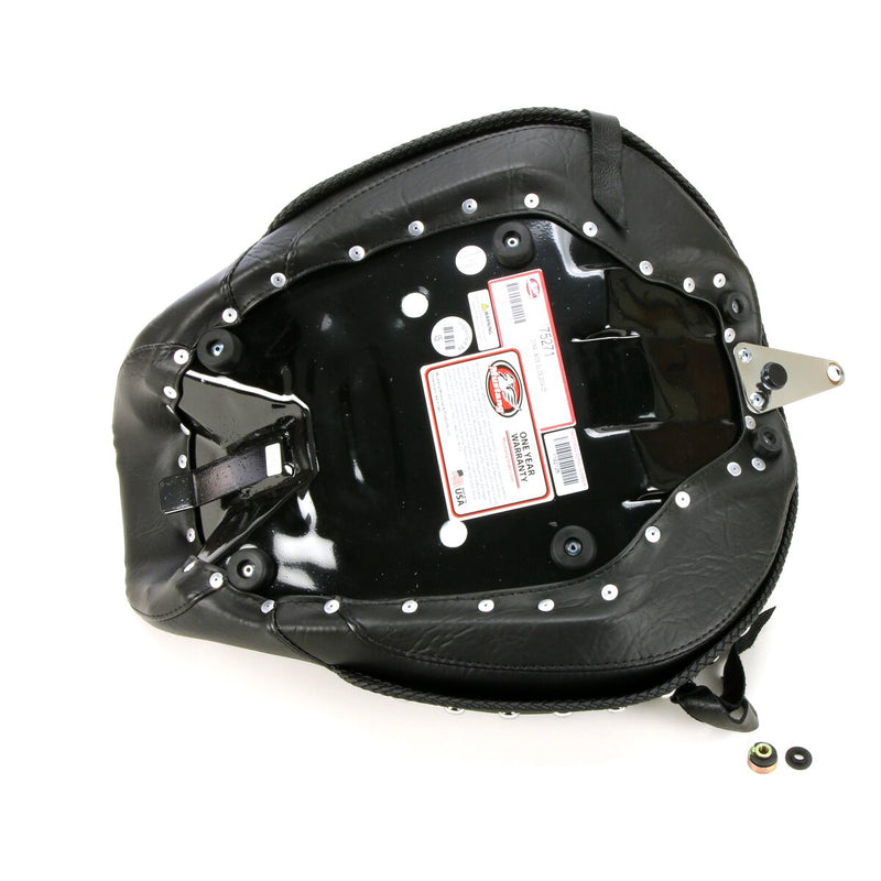 MUSTANG Wide Touring Solo Seat - Chrome Studs and Conchos - Black - Dyna '04-'05