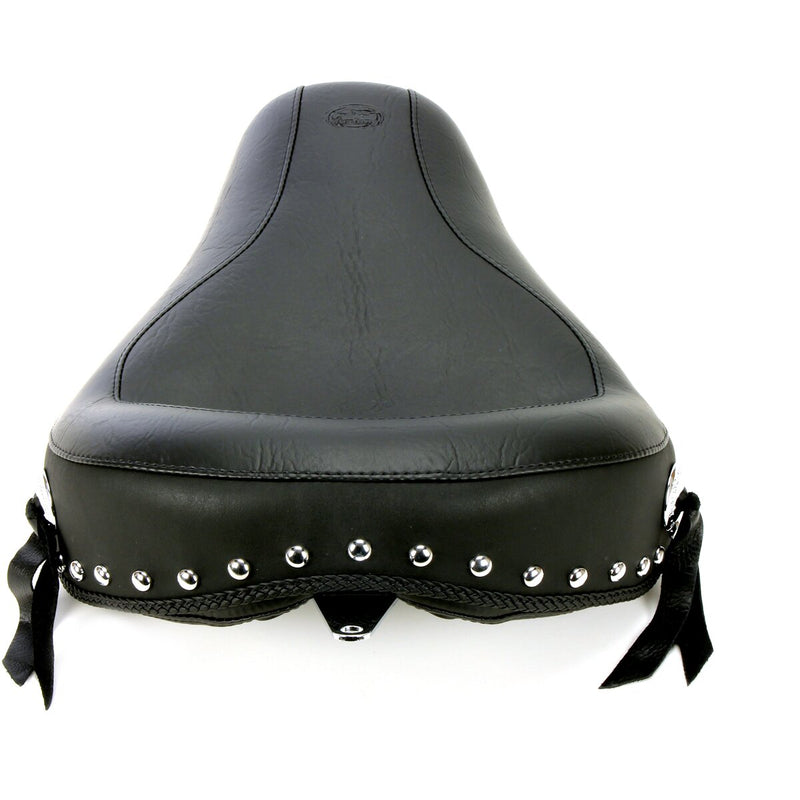 MUSTANG Wide Touring Solo Seat - Chrome Studs and Conchos - Black - Dyna '04-'05