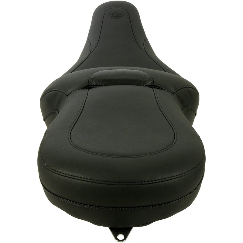 MUSTANG One-Piece Sport 2-Up Plain Touring Vinyl Seat - Black - Touring '97-'07