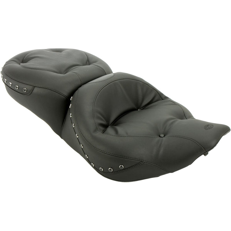 MUSTANG Regal Wide One-Piece 2-Up Touring Seat - Chrome Studs - FLH '97-'07