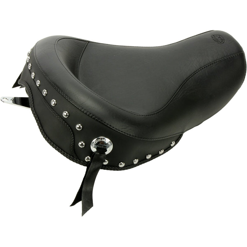 MUSTANG Wide Touring Solo Seat - Chrome Studs and Conchos - Black - Dyna '96-'03