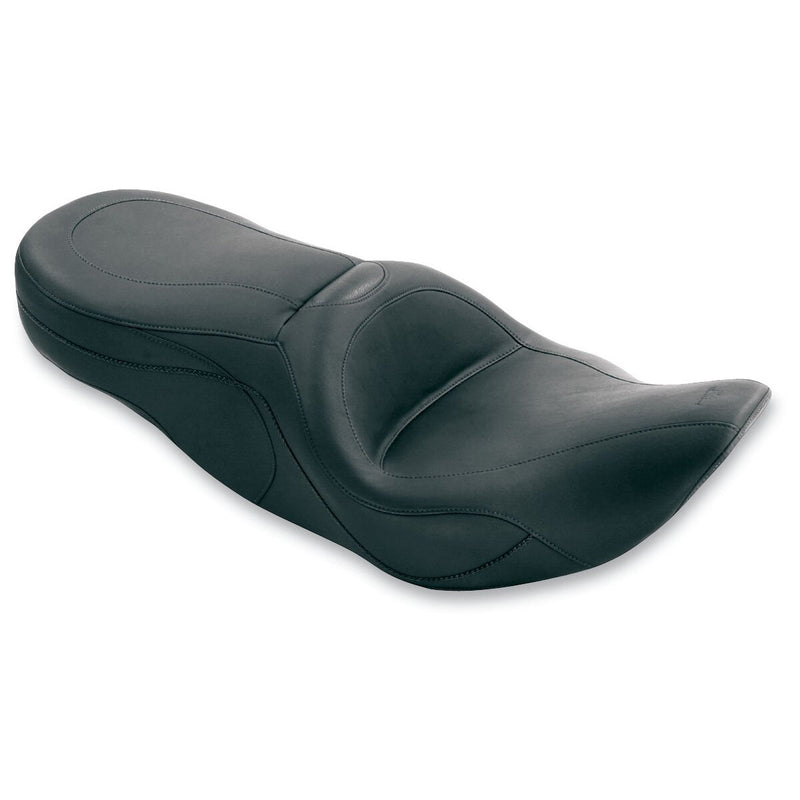 MUSTANG One-Piece Sport 2-Up Plain Touring Vinyl Seat - Black - Touring '97-'07