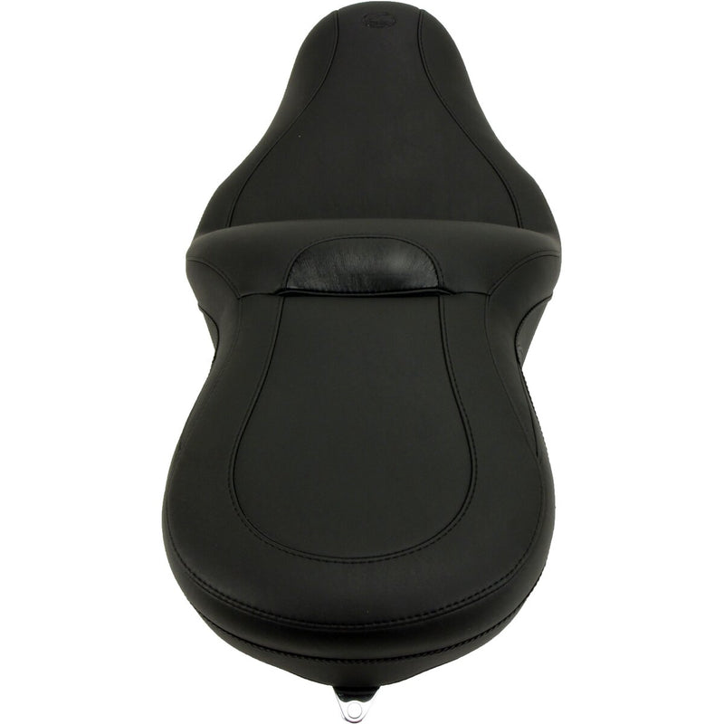 MUSTANG One-Piece Sport 2-Up Plain Touring Vinyl Seat - Black - Touring '97-'07