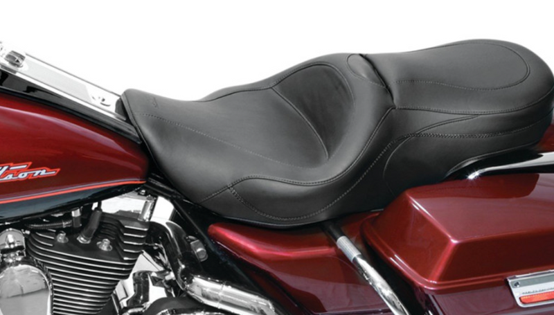 MUSTANG One-Piece Sport 2-Up Plain Touring Vinyl Seat - Black - Touring '97-'07