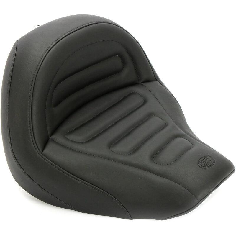 MUSTANG Max Profile Solo Touring Seat - without Driver Backrest - Black - Trapezoid Stitch - Softail '18-'21