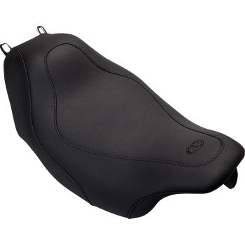 MUSTANG Tripper Black Stitched without Backrest Solo Synthetic Glove Leather Seat - Black - Touring '08-'21