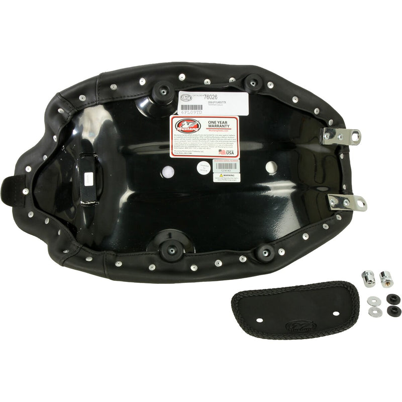 MUSTANG Tripper Black Stitched without Backrest Solo Synthetic Glove Leather Seat - Black - Touring '08-'21